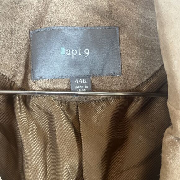 Apt. 9 Men’s Suede Sport Coat Blazer Jacket Tan Brown 2-Button Classic Lined 44R - Picture 3 of 10